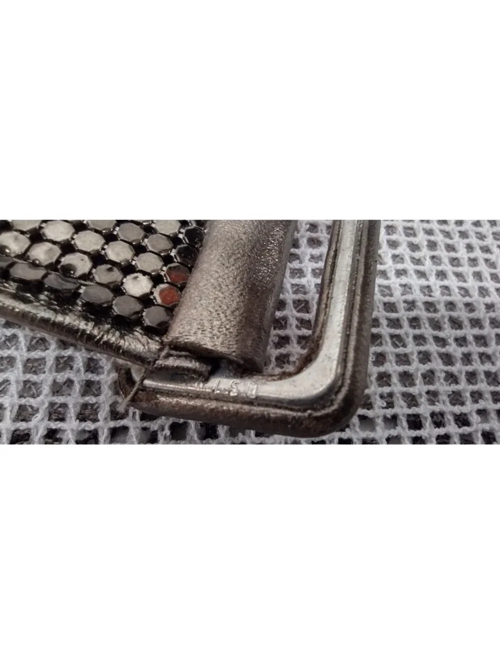 1970s Metal Mesh Olive Metallic Leather Belt Cinch Waist Small 25 / 27